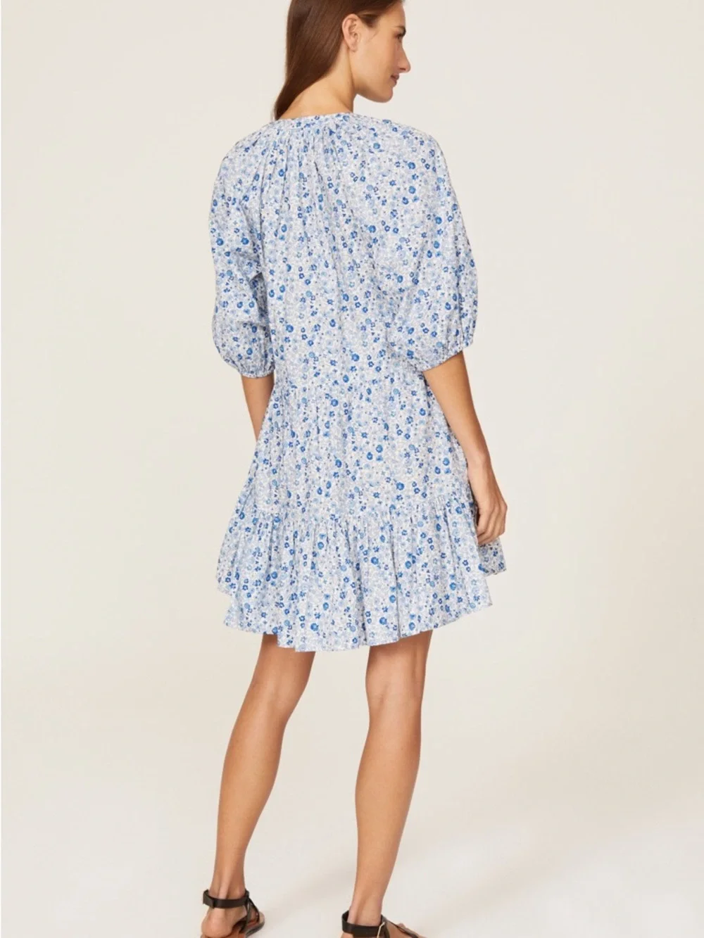 APIECE APART Mitte Mini Blue Floral Mini Dress | Organic Cotton | Size S - Picture 7 of 8